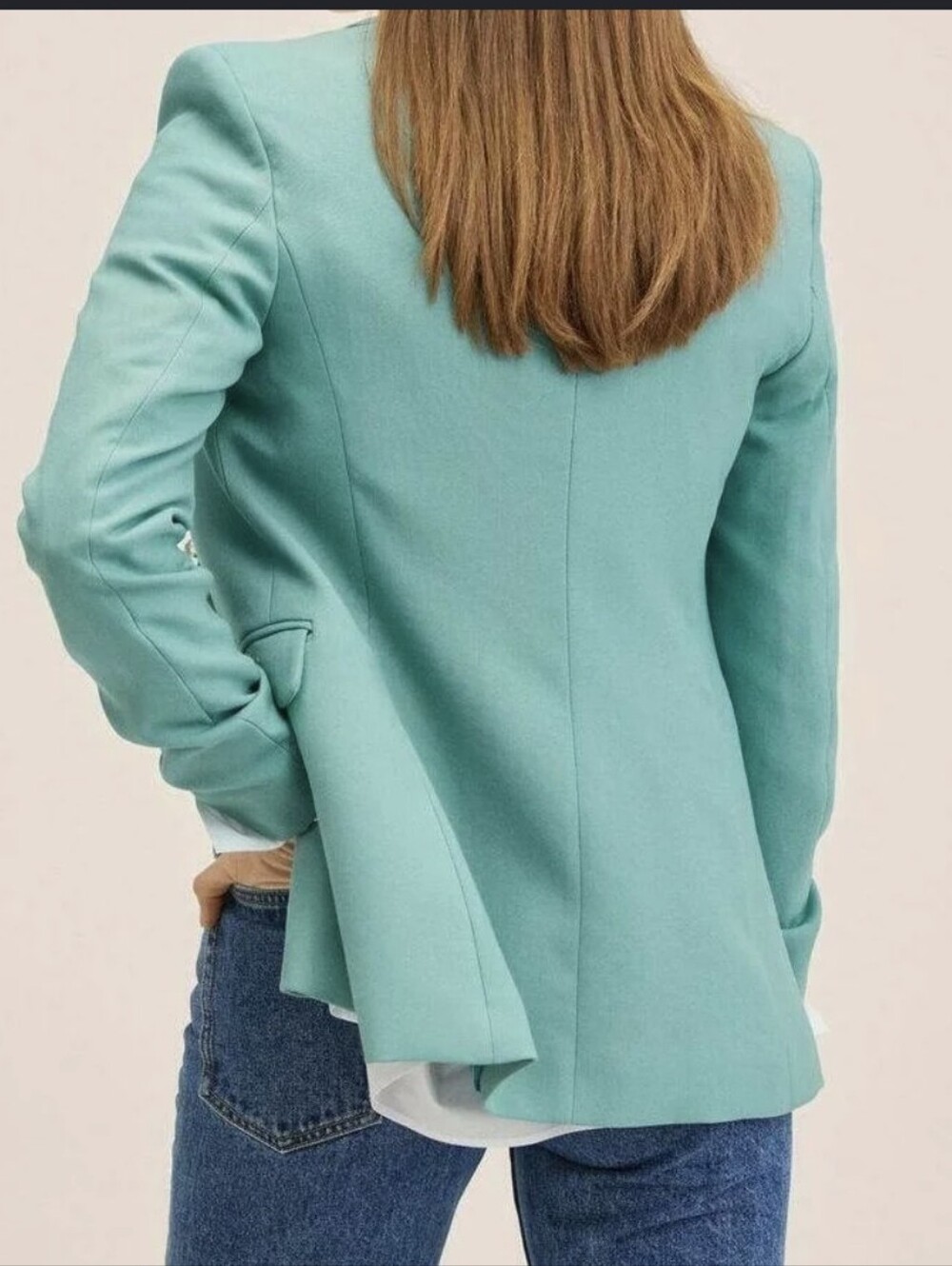 NWT Mango Double-Breasted Mint Green Blazer - Picture 3 of 12